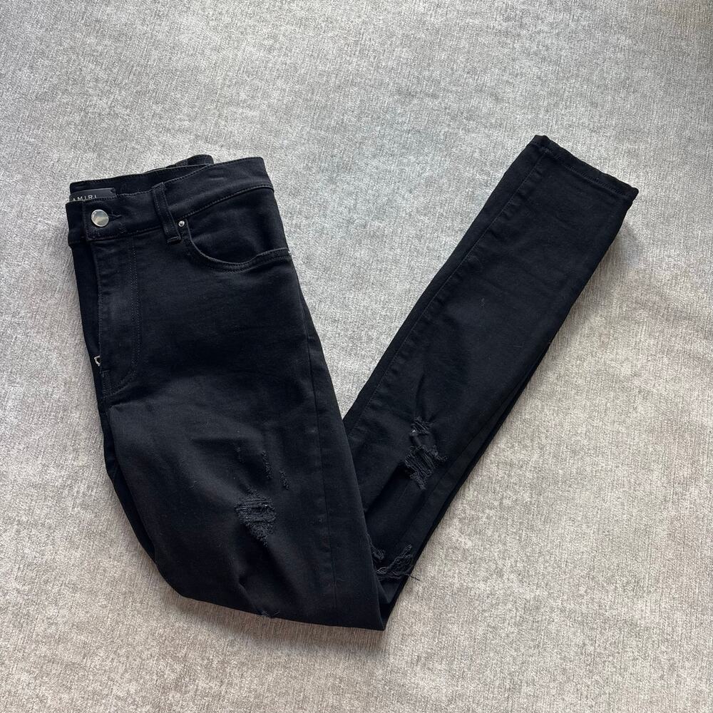 Authentic $1,090 Amiri Men’s Black MX1 Skinny Distressed Jeans
